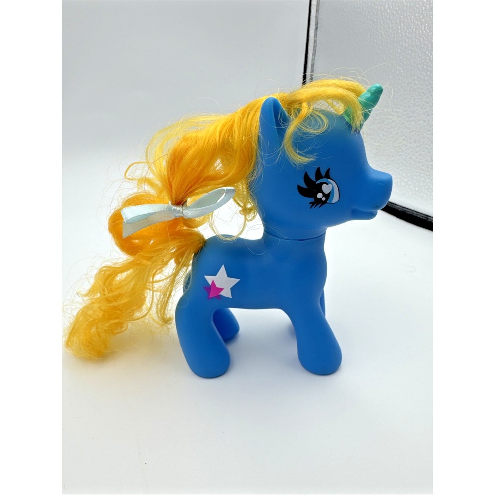 My Little Pony 1981 Blue Toy Vintage 5-9-82 Yellow Glitter Hair Star Logo, Rare